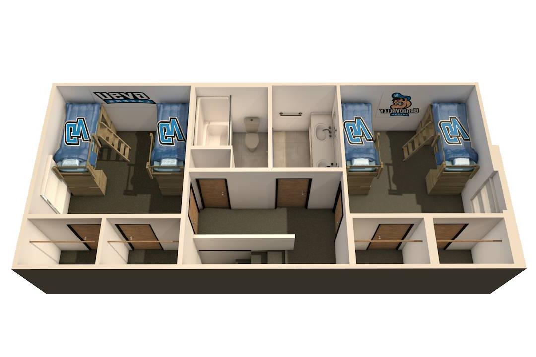 Image of the second floor of a laker village 2-Bedroom/2-Person & 2-Bedroom/4-Person Apartment floor plan